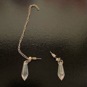 Crystal Silver Cuffed Earrings, 2pc set